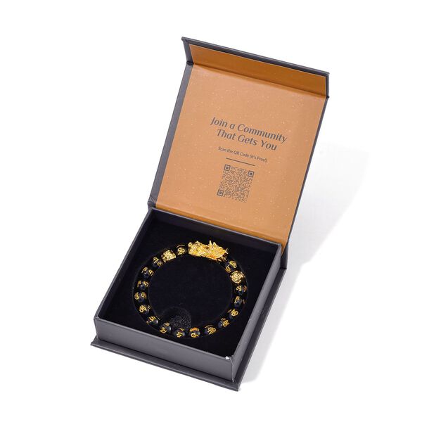 Schwarzer Glasachat Armband, flexibles  (ca. 18-19 cm) Gelb ca. 180,00 ct. image number 5