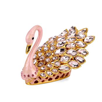 Schwan Schmuckdose mit Kristallbesatz, Metall, 9,5 x 5 x 5,5 cm, Rosa