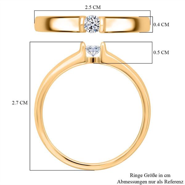 LUXURIANT VS-EF Labor Diamant Ring, 925 Silber Gelbgold Vermeil - 0,20 ct. image number 6