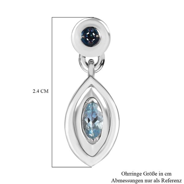AA Espirito Santo Aquamarin, Blauer Diamant Ohrringe 925 Silber rhodiniert ca. 0.46 ct image number 6