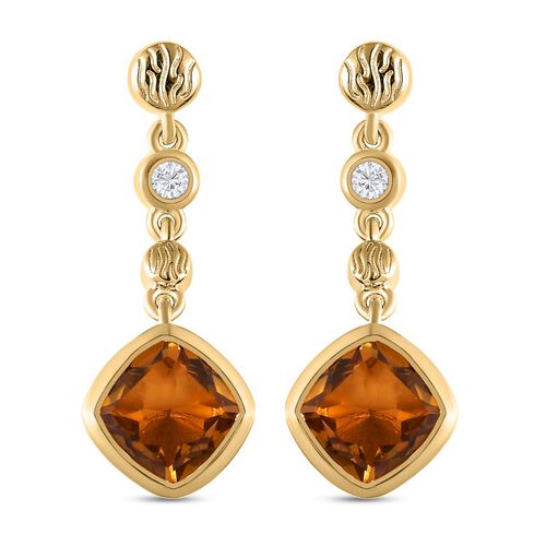 Champagner Triplett Quarz und Zirkon-Ohrhänger - 5,12 ct. image number 0