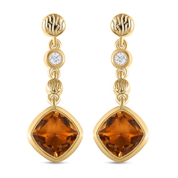 Champagner Triplett Quarz und Zirkon-Ohrhänger - 5,12 ct. image number 0