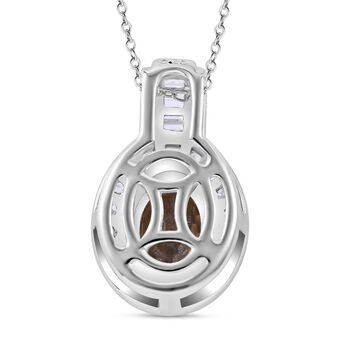 AA Gelber Zirkon, Wei&szlig;er Zirkon Anh&auml;nger mit Kette ca. 50 cm, 925 Silber rhodiniert ca. 3.52 ct