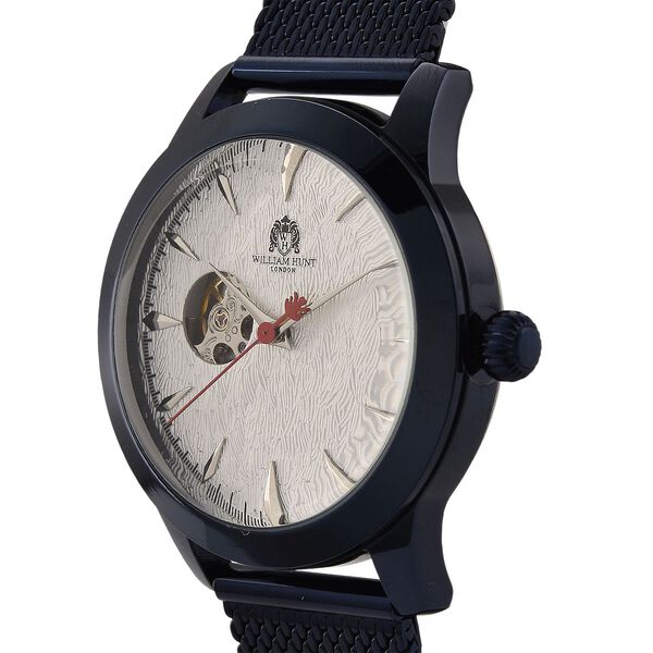 WILLIAM HUNT Armbanduhr, 21,59cm, SEIKO Automatik, Saphirglas, 5 ATM, IP-blau image number 3