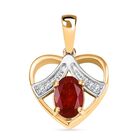 Djoy AA Mexikanischer Kirschfeuer-Opal, Weißer Zirkon Anhänger 925 Silber platiniert und vergoldet ca. 0,66 ct.