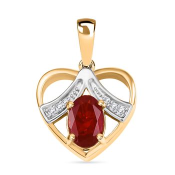 D'Joy AA mexikanischer Kirschfeuer-Opal und Zirkon zweifarbiger Anh&auml;nger - 0,66 ct.