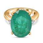 Smaragd-Quarz-Triplette, weißer Zirkon-Ring, 925 Silber Gelbgold Vermeil (Größe 21.00) ca. 10.60 ct