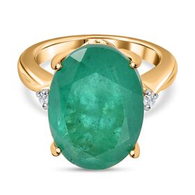 Smaragd Quarz Triplett und Zirkon Ring - 10,60 ct.