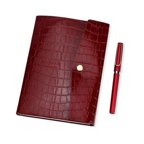Serpentine Notizbuch Geschenkset mit Kugelschreiber - weinrot