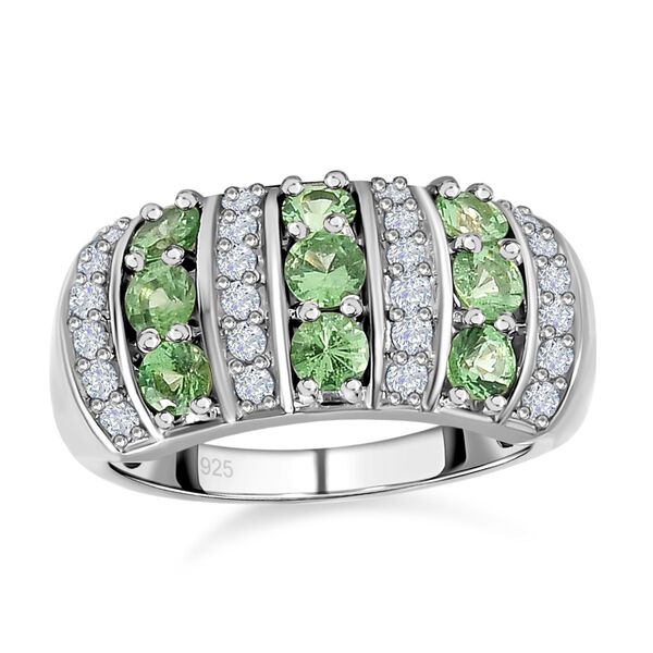 Nat&uuml;rlicher Merelani Mint-Granat und wei&szlig;er Zirkon-Ring, 925 Silber platiniert (Gr&ouml;&szlig;e 17.00) ca. 1.52 ct image number 4