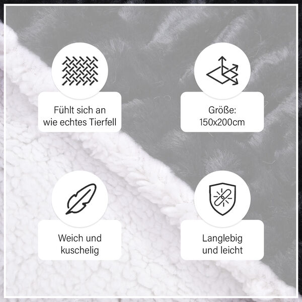 Serenity Night: Luxusdecke aus Kunstfell, Schwarz image number 4