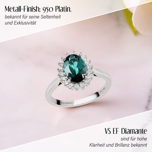 RHAPSODY AAAA Indigolith und VS EF Diamant-Ring in 950 Platin - 1,55 ct. image number 2