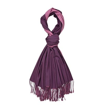 Eleganter doppelseitiger Schal mit Fransen, 68x180cm, Rosa