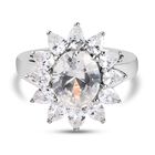 Weißer Zirkonia Ring, Messing Ionenbeschichtetes Platin (Größe 16.00) ca. 7,22 ct image number 0