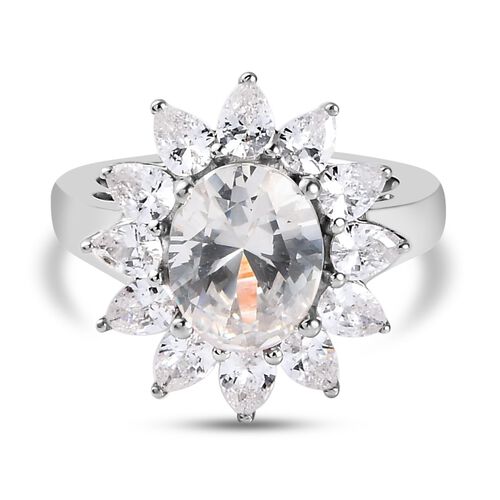 Weißer Zirkonia Ring, Messing Ionenbeschichtetes Platin (Größe 16.00) ca. 7.22 ct image number 0