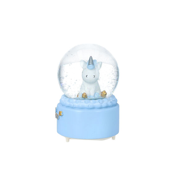 Glitzerkugel Musik und Licht, 15x10 cm, Einhorn, Blau image number 2