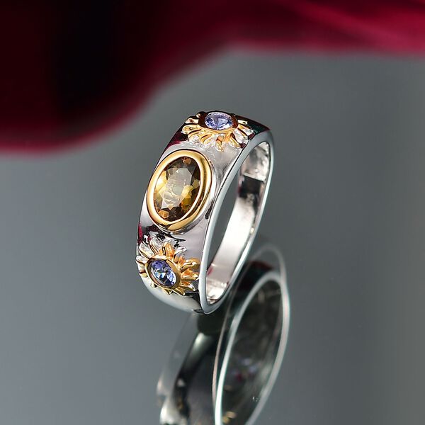 D'Joy nat&uuml;rlicher goldener Tansanit und Tansanit zweifarbiger Ring - 1 ct. image number 2