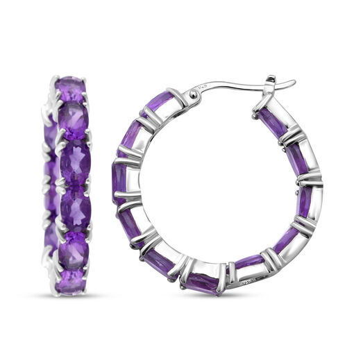 Afrikanische Amethyst-Creolen, 925 Silber platiniert ca. 9.46 ct image number 0