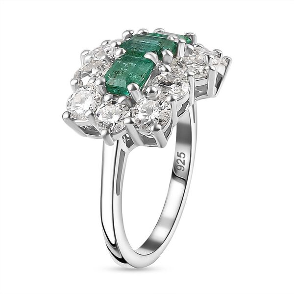 AAA Smaragd, Moissanit Ring 925 Silber rhodiniert (Gr&ouml;&szlig;e 17.00) ca. 3,31 ct image number 5