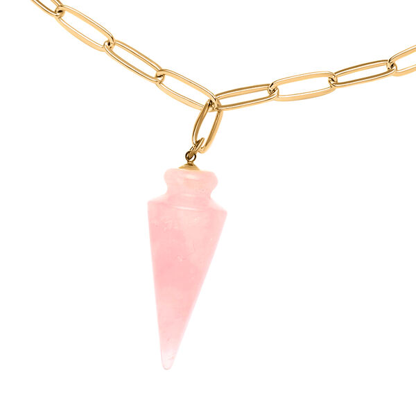 Rosenquarz Halskette ca. 50 cm Messing image number 3