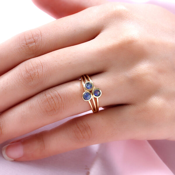 Boulder Opal Triplett-Ring, 925 Silber vergoldet  ca. 0,71 ct image number 3