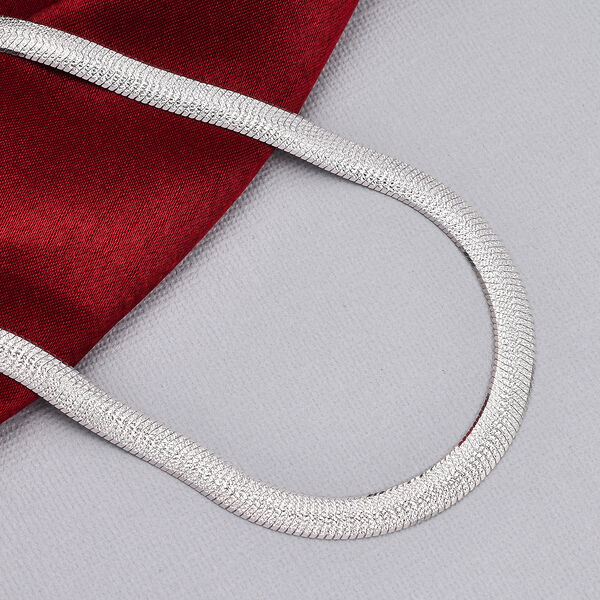 Chunky Choker flache Fischgr&auml;tenkette in Silber image number 1