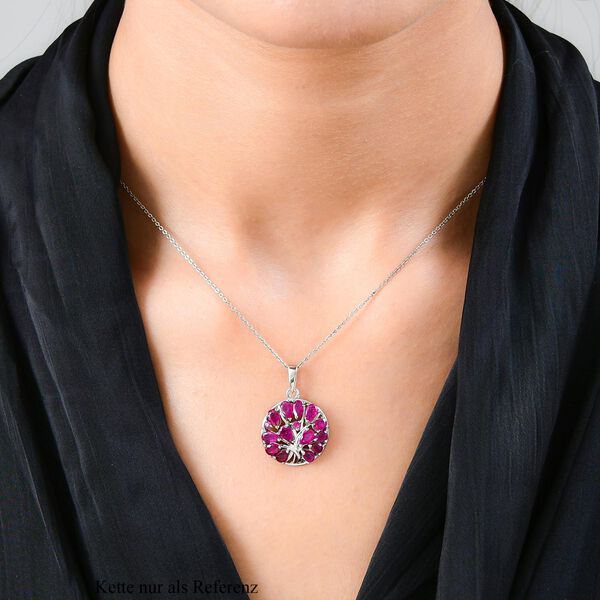 Afrikanischer Rubin Baum des Lebens Anhänger in Silber image number 2