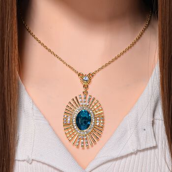 Blaue und wei&szlig;e Kristall-Halskette, 50 cm