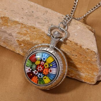 EXKLUSIVES ANGEBOT STRADA SPINNING Uhr mehrfarbiges Murano-Stil Glas mit Japanisches Uhrwerk 91.4 cm