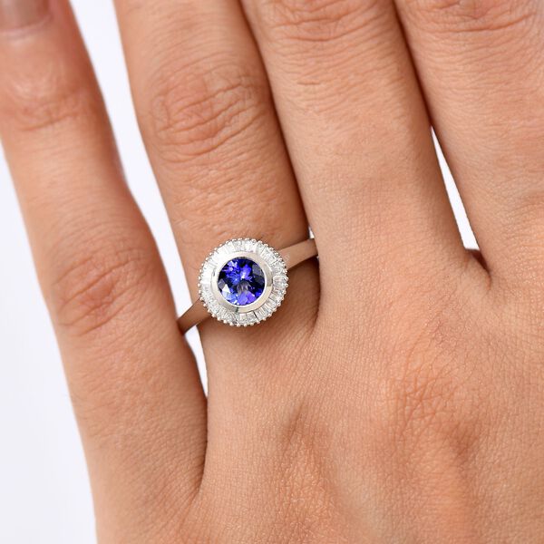 Rhapsody AAAA Tansanit, Weißer Diamant Ring 950 Platin (Größe 17.00) ca. 1,05 ct image number 2