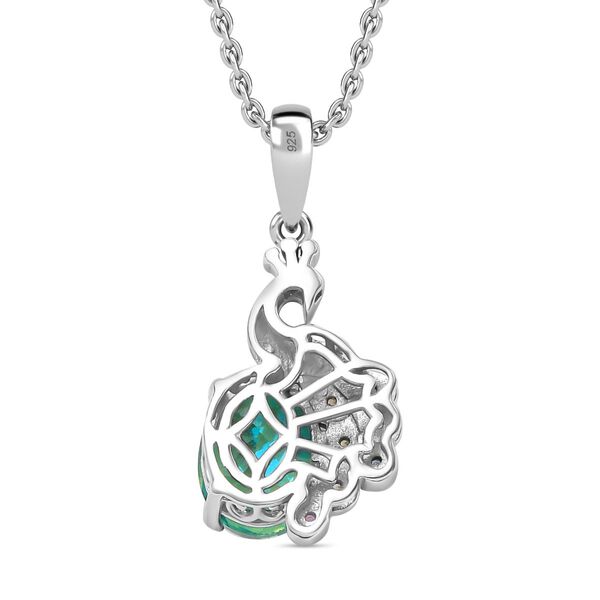 Pfau Quarz Triplett, mehrfarbiger Saphir und schwarzer Spinell-Anh&auml;nger mit 45cm Kette - 3,16 ct. image number 5