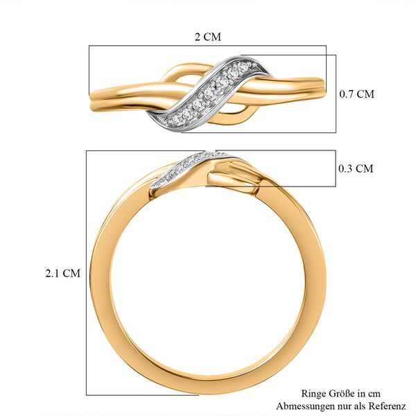 Weißer Diamant-Ring in 925 Silber mit 750 Gelbgold Vermeil image number 7