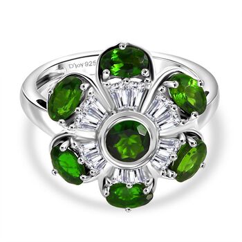 Nat&uuml;rlicher Chromdiopsid Ring 925 Silber rhodiniert (Gr&ouml;&szlig;e 17.00) ca. 2,78 ct