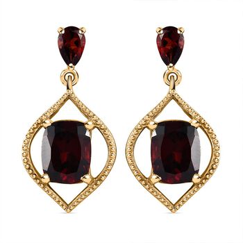 Nat&uuml;rlicher Mosambik Granat Ohrringe 925 Silber vergoldet ca. 6.13 ct