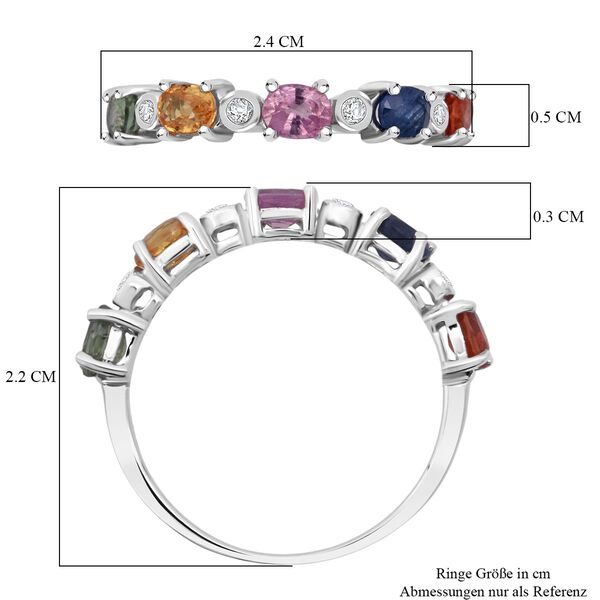D'Joy AA Mehrfarbiger Saphir, Blauer Saphir Ring 925 Silber rhodiniert (Gr&ouml;&szlig;e 21.00) ca. 1.26 ct image number 6
