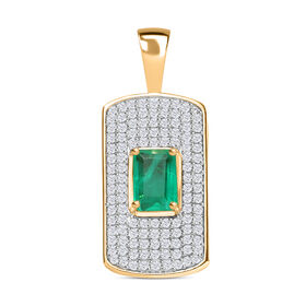 Smaragd Quarz Triplett und Zirkon Anhänger - 2,30 ct.