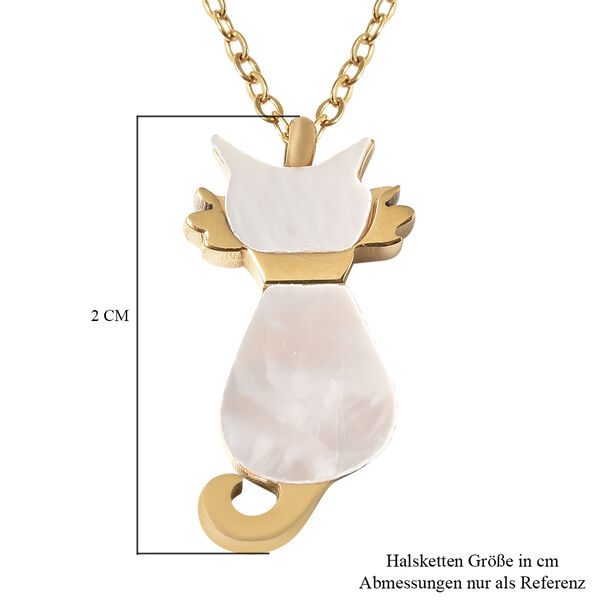 Wei&szlig;e Perlmutt-Halskette, 40 cm, Edelstahl image number 7