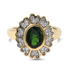 Natürlicher Chromdiopsid und Zirkon Ring 925 Silber vergoldet (Größe 16.00) ca. 1,53 ct