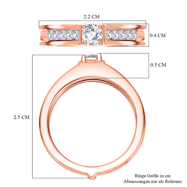 2er-Set Moissanit Ringe, 925 Silber 750 ros&eacute;vergoldet - 0,48 ct. image number 7