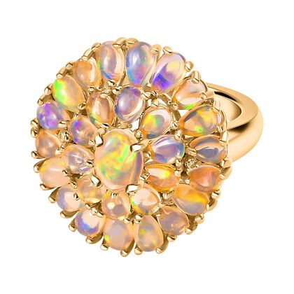 Nat&uuml;rlicher, &auml;thiopischer Welo Opal Ring, 925 Silber vergoldet (Gr&ouml;&szlig;e 21.00) ca. 3.83 ct