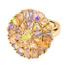 Natürlicher, äthiopischer Welo Opal Ring, 925 Silber vergoldet (Größe 21.00) ca. 3.83 ct