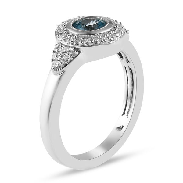 Kambodschanischer, blauer und weißer Zirkon-Ring in Silber, 1,17 ct. image number 4