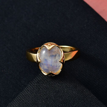 EVER TRUE AAA Regenbogen Mondstein Ring Nickelfreies Messing (Gr&ouml;&szlig;e 17.00) ca. 3,94 ct