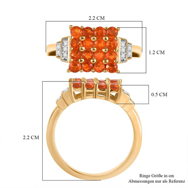AAAA Blaze-Feueropal, Weißer Zirkon Ring 925 Silber 750 Gelbgold Vermeil (Größe 17.00) ca. 0,92 ct image number 7