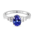 AA Tansanit und Diamant Ring 925 Silber platiniert (Größe 16.00) ca. 1,07 ct