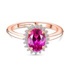 AAA Lab Grown Rosa Saphir, Weißer Zirkon Ring 925 Silber 750 rosévergoldet (Größe 17.00) ca. 1.89 ct