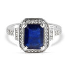 Masoala Saphir und Zirkon Halo Ring, 925 Silber platiniert, 3,75 ct. image number 0