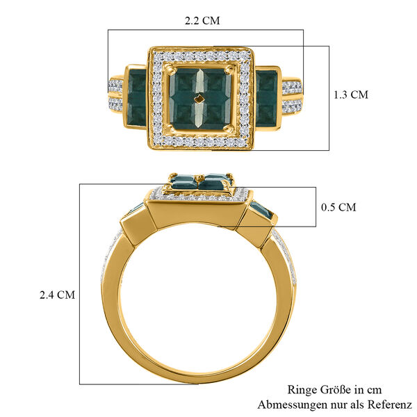 Grandidierit und Zirkon-Ring, 925 Silber Gelbgold Vermeil  ca. 1,58 ct image number 6
