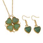 2er-Set - Vielseitiger Grüner Aventurin-Magnet-Anhänger mit Kristall-Rückseite, als Halskette oder Anhänger tragbar, und Ohrringe