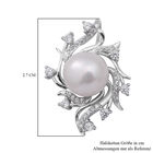 Süßwasser Perle und Simulierter Weißer Diamant Anhänger 925 Silber rhodiniert ca. 0,77 ct image number 3